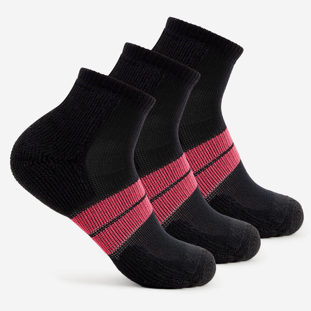 Thorlo Women's Maximum Cushion Low-Cut Running Socks (3 Pairs) | #color_black/dark pink