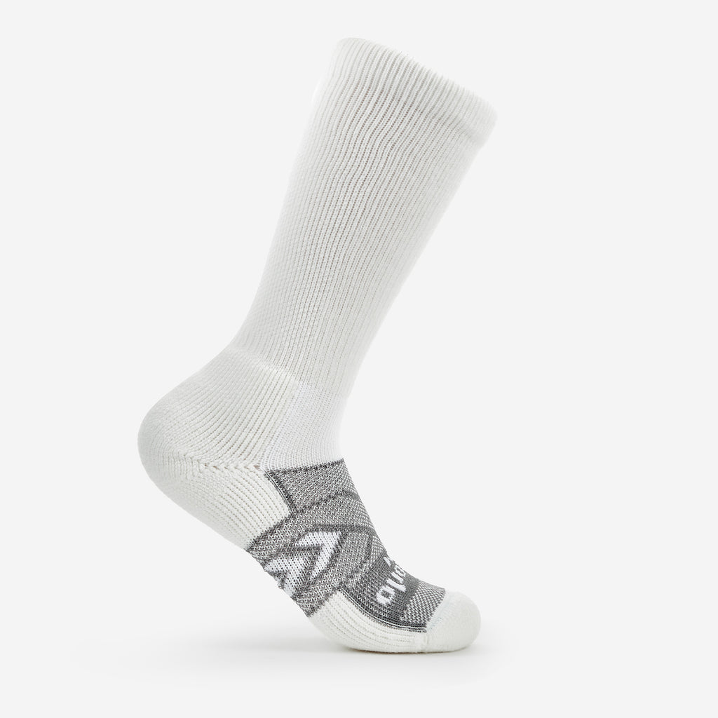 Thorlo 12-Hour Shift Maximum Cushion Over-Calf Work Socks (3 Pairs) | #color_white/grey accent