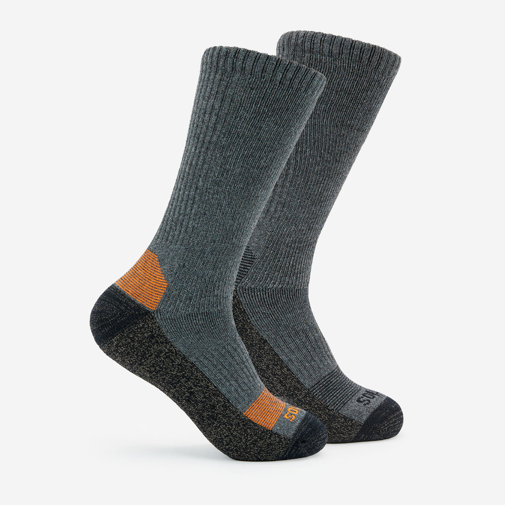 Thorlo Men's Lightweight Crew Work Boot Socks (2 Pairs) | #color_Charcoal/Orange