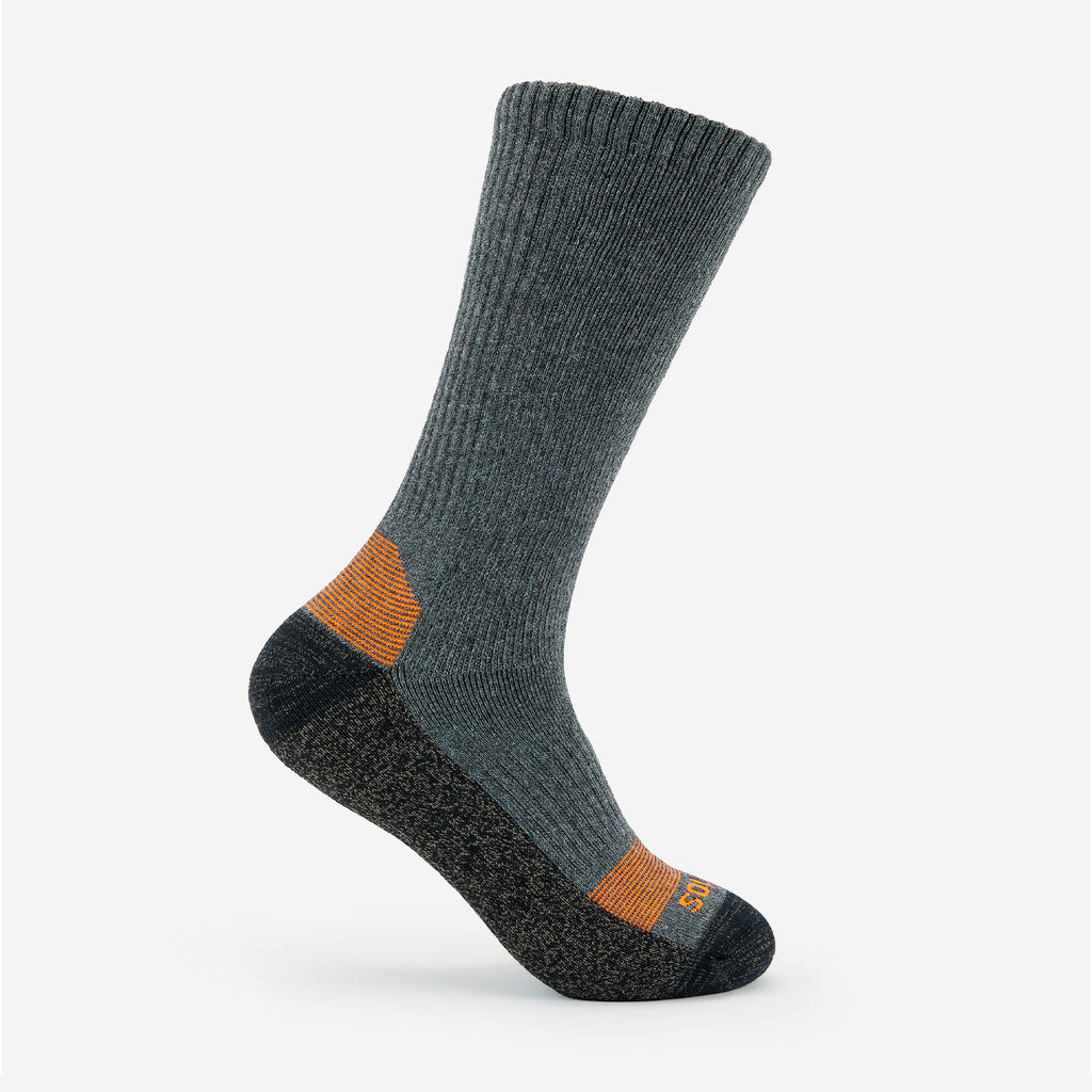 Thorlo Men's Lightweight Crew Work Boot Socks (2 Pairs) | #color_Charcoal/Orange