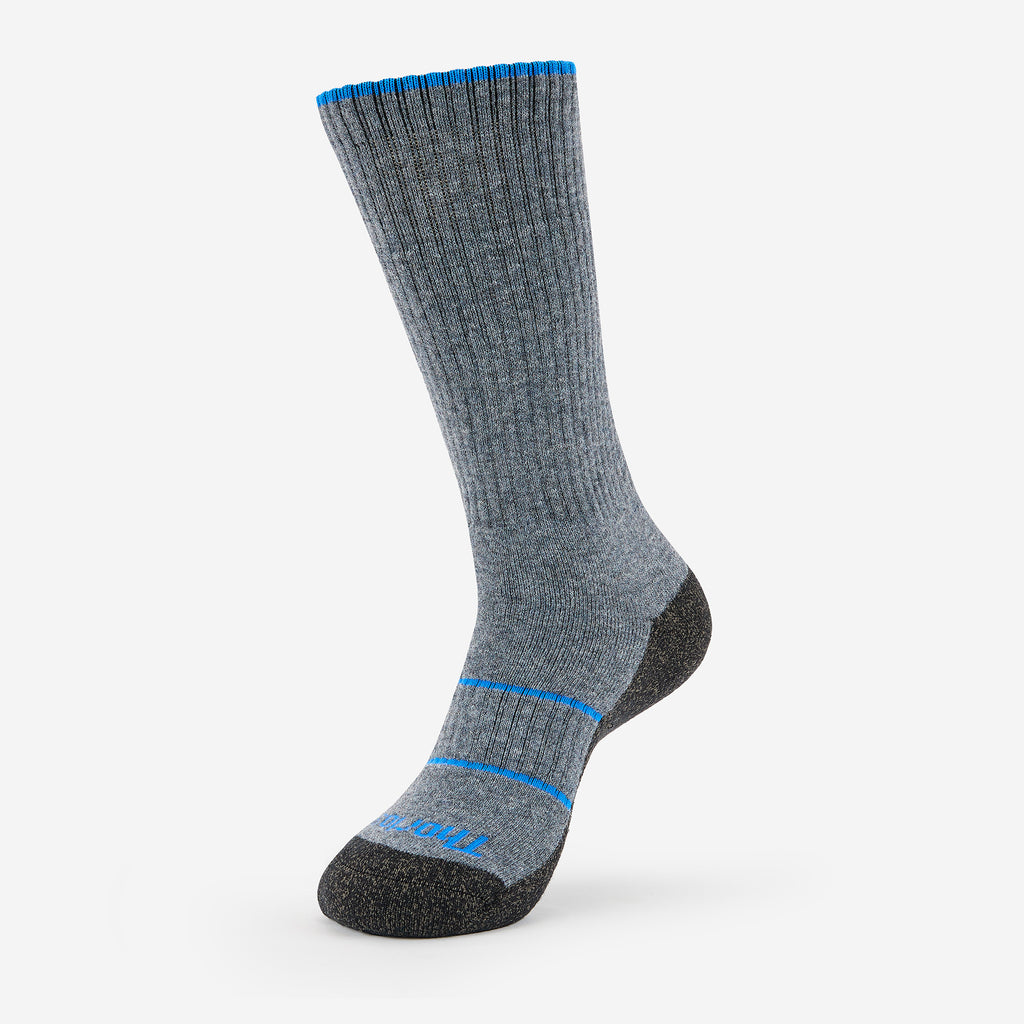 Thorlo Men's Outdoor Merino Wool Crew Work Boot Socks (2 Pairs) | #color_Grey/Charcoal