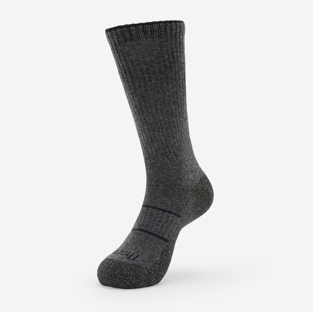 Thorlo Men's Outdoor Merino Wool Crew Work Boot Socks (2 Pairs) | #color_Grey/Charcoal