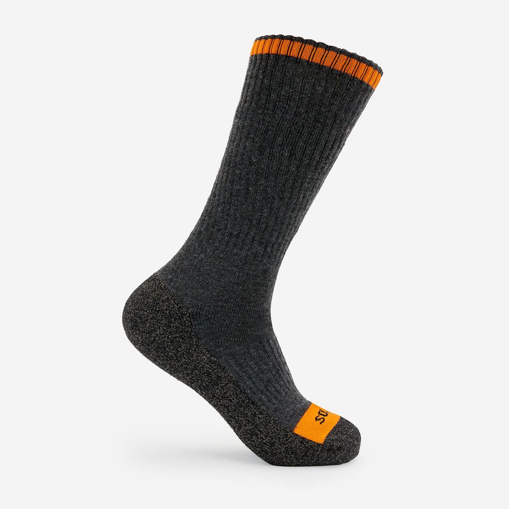 Thorlo Men's Outdoor Merino Wool Crew Work Boot Socks (2 Pairs) | #color_Charcoal/Black
