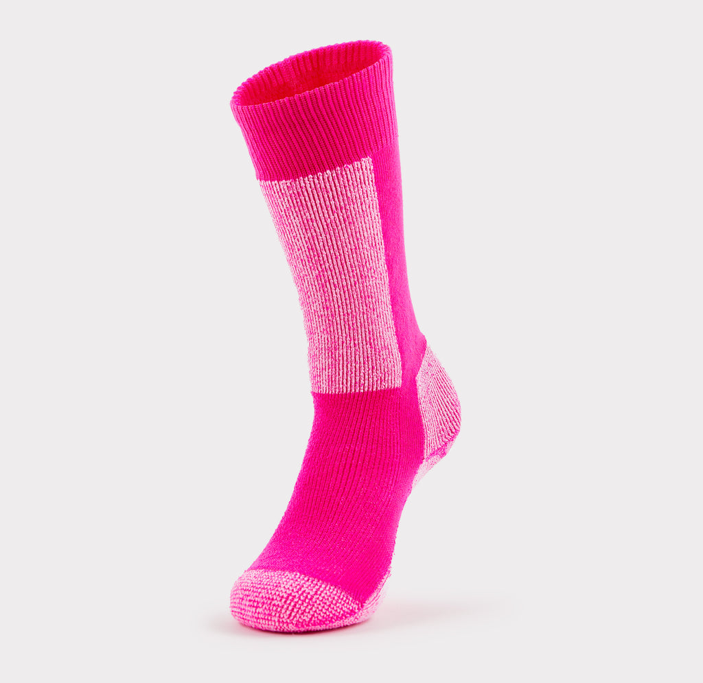 Thorlo Kid's Moderate Cushion Over-Calf Warm Skiing Socks | #color_Schuss Pink/White