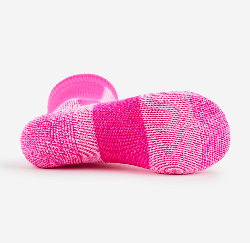 Thorlo Kid's Moderate Cushion Over-Calf Warm Skiing Socks | #color_Schuss Pink/White