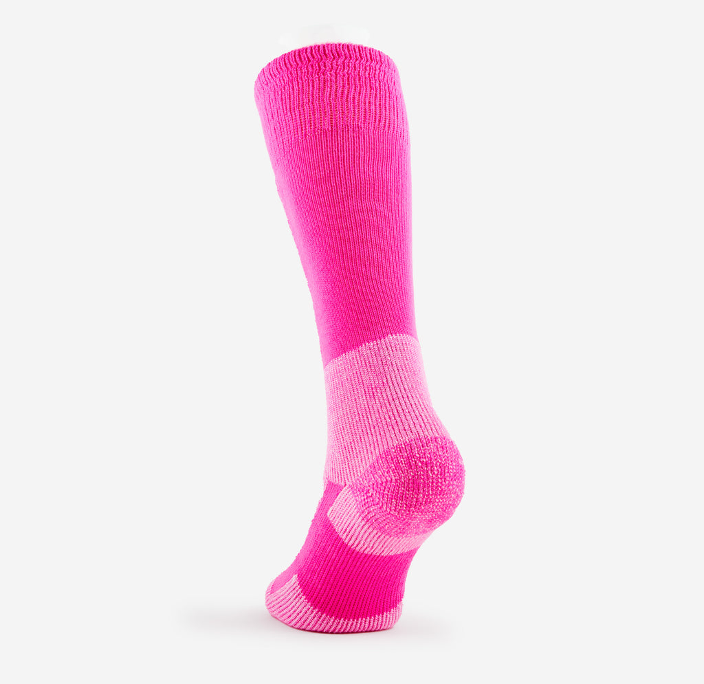 Thorlo Maximum Cushion Over-Calf Warm Skiing Socks | #color_schuss pink/white
