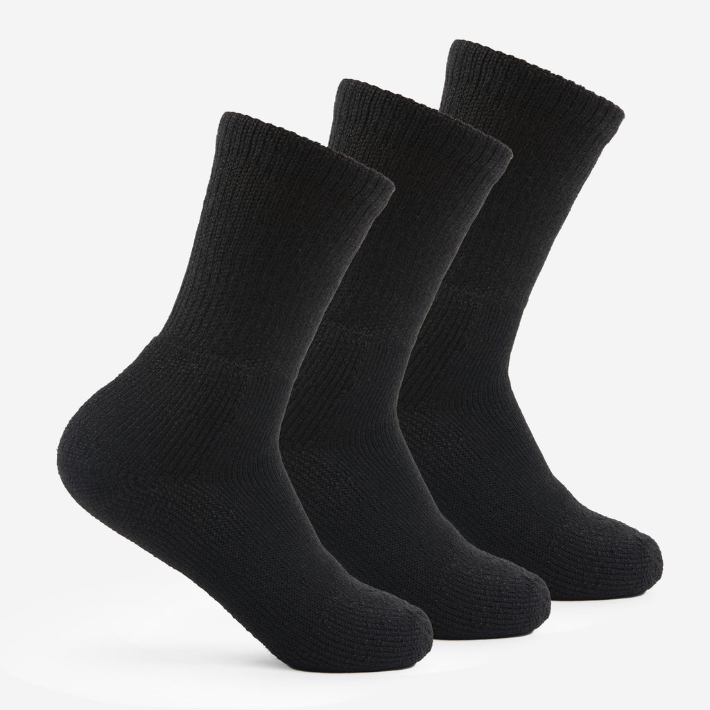 Thorlo Maximum Cushion Crew Tennis Socks (3 Pairs) | #color_Black