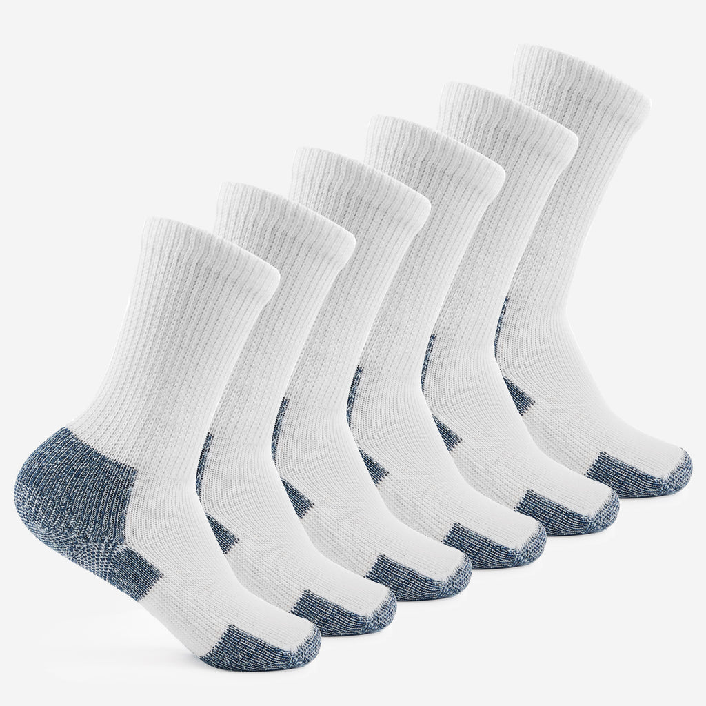 Thorlo Maximum Cushion Crew Running Socks (6 Pairs) | #color_White/Navy