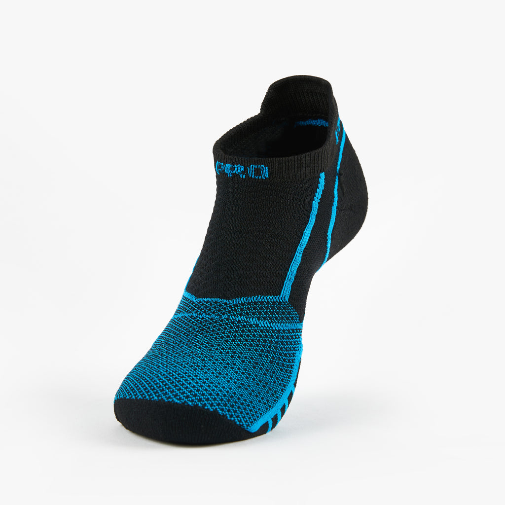 Thorlo Experia PROLITE Ultra-Light Cushion No-Show Tab Rocket Grip Socks | #color_Blue Aster/Black