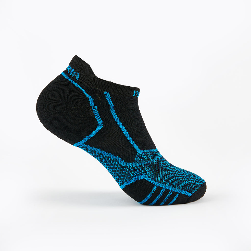 Thorlo Experia PROLITE Ultra-Light Cushion No-Show Tab Rocket Grip Socks | #color_Blue Aster/Black