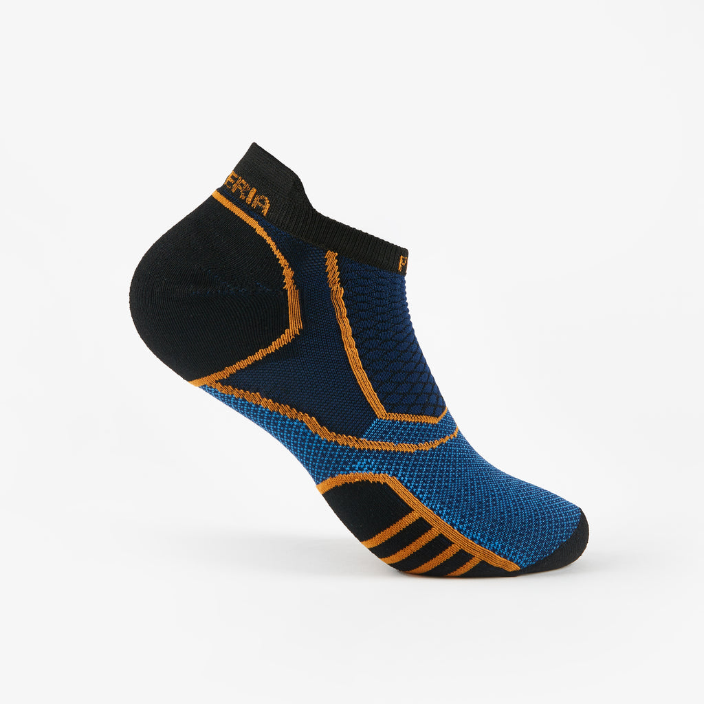 Thorlo Experia PROLITE Ultra-Light Cushion No-Show Tab Rocket Grip Socks | #color_Blue/Orange