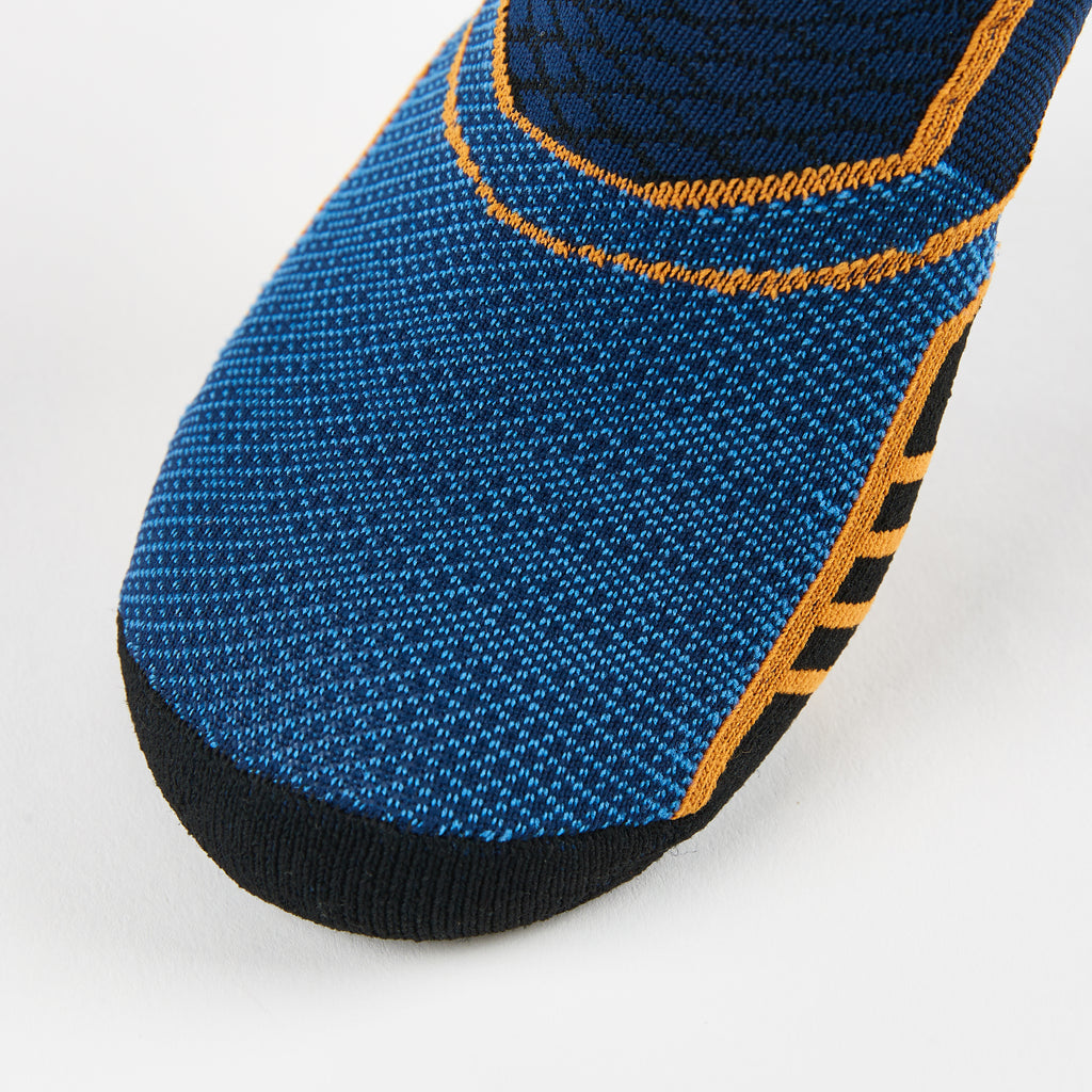 Thorlo Experia PROLITE Ultra-Light Cushion No-Show Tab Rocket Grip Socks | #color_Blue/Orange